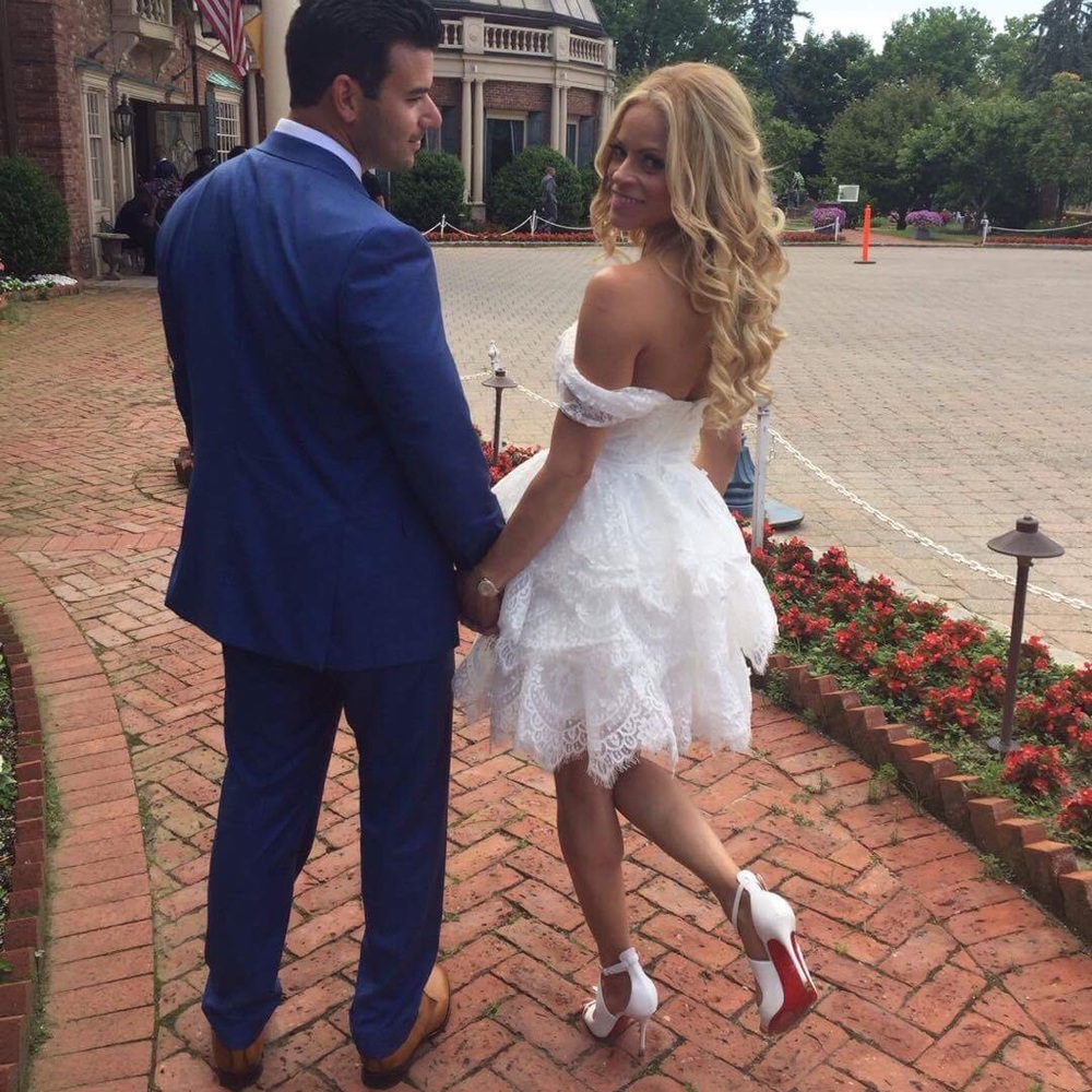 Sherri Hill White Lace tulle Mini dress size 2